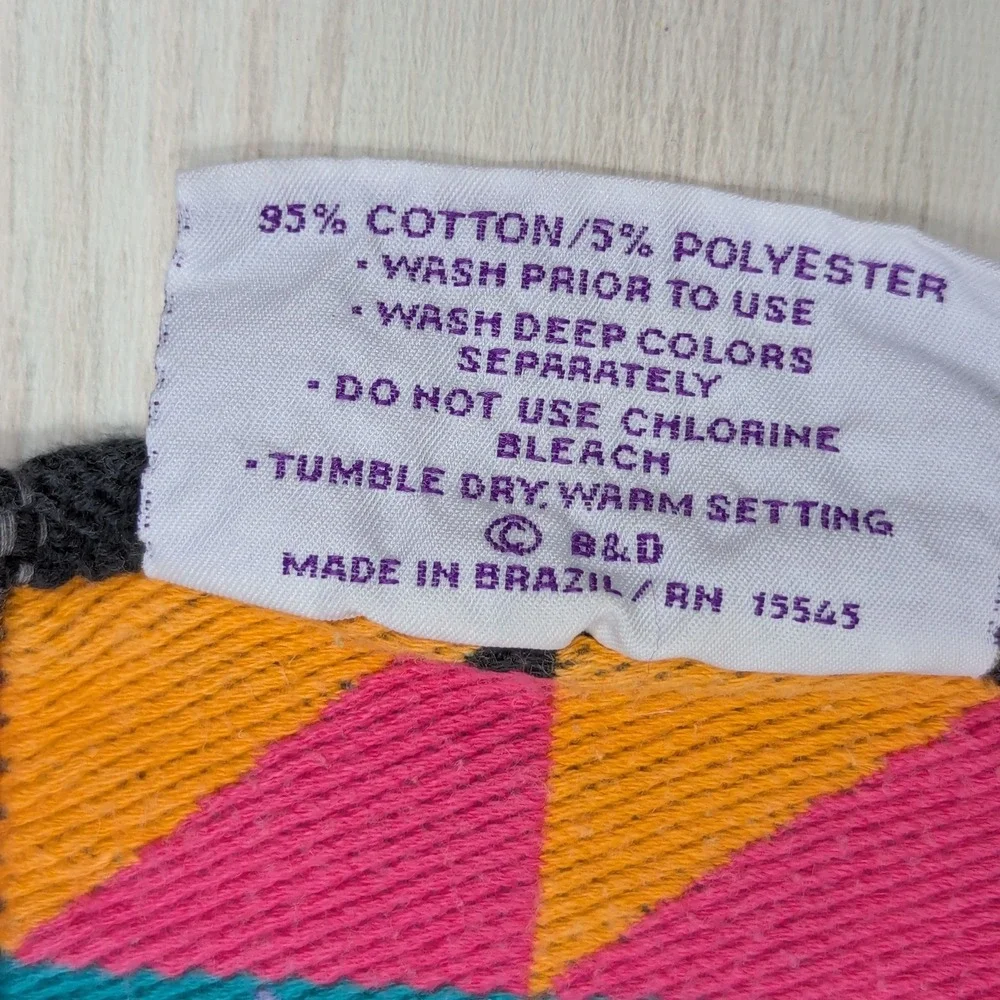 Royal Terry Beach Towel Multicolor Vintage 90s Abstract Geometric Stripe